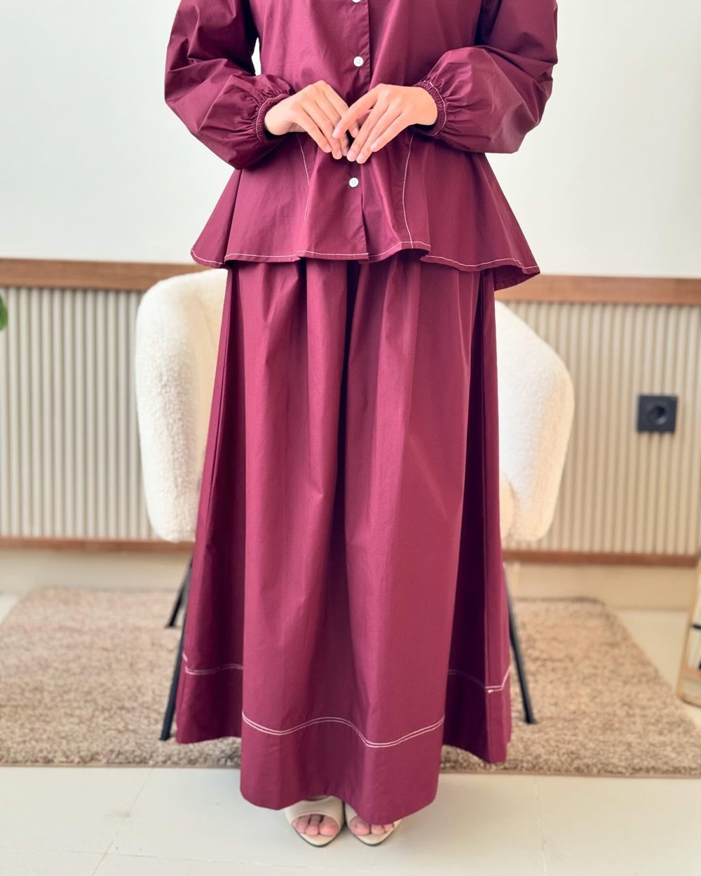 Alesha Peplum Set Maroon foto 4